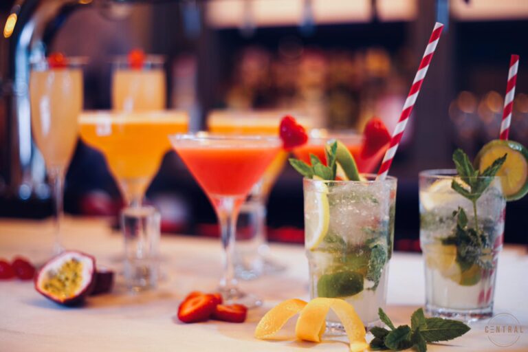 Colourful cocktails and mocktails on the bar